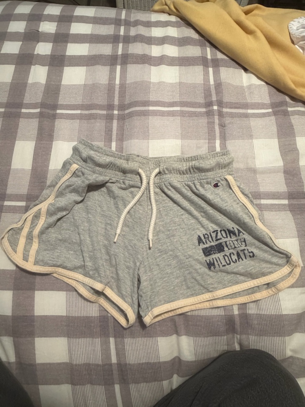 Champion Light Gray Athletic Shorts with Cream Trim